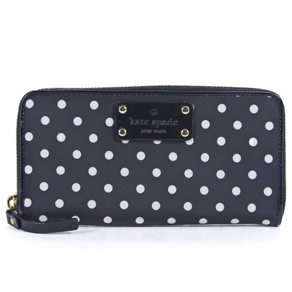 Kate Spade black/white polkadot zip-around wallet